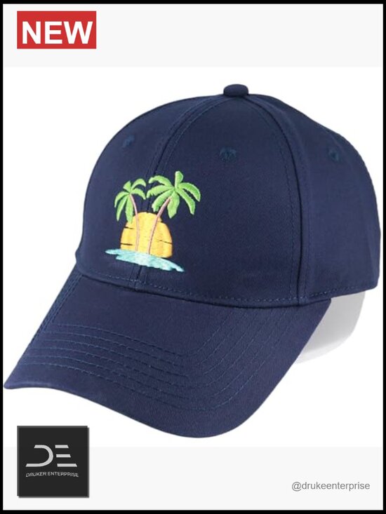 Embroidered Palm Tree Baseball Cap with Adjustable Buckle - Sun Protection main image 5